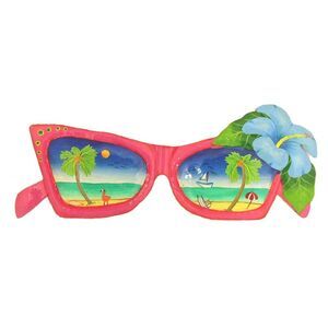 Tropical Sunglasses Pink Flamingo Palms Haitian Metal M4Pink